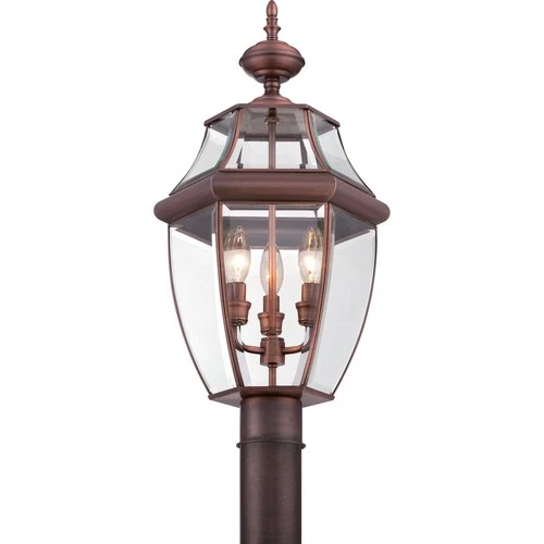 Quoizel NY9043 Copper Newbury 3-Light 23"H Post Lantern With Clear Glass - Picture 7 of 9