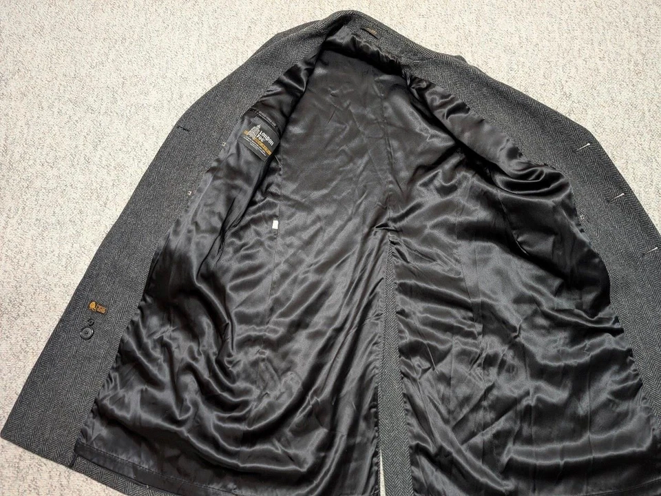 Винтажный США сделано TWEED двойной грудью 40R угольно-серый пальто донгал шерсти - Изображение 4 из 4