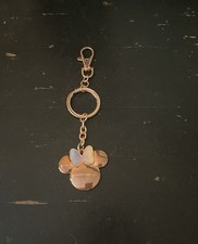 Disney Parks Rose Gold Minnie Mouse Pastel Bow Keychain Purse Charm
