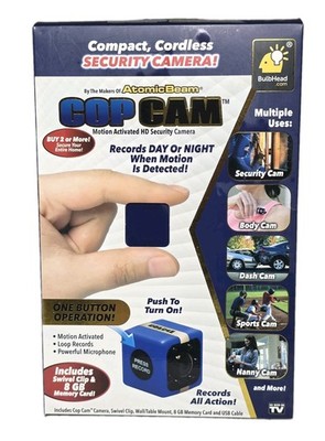 Atomic Beam Cop Cam Mini Security Body Camera Dashcam BulbHead NEW In Open Box