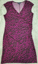 Chaps Ralph Lauren Womens Cap Sleeve Wrap Dress Sheath Floral Pink Brown Size XL