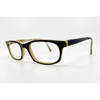 Plims & Goggles Two Tone Rectangular Eyeglasses Frames Black Tan 26594