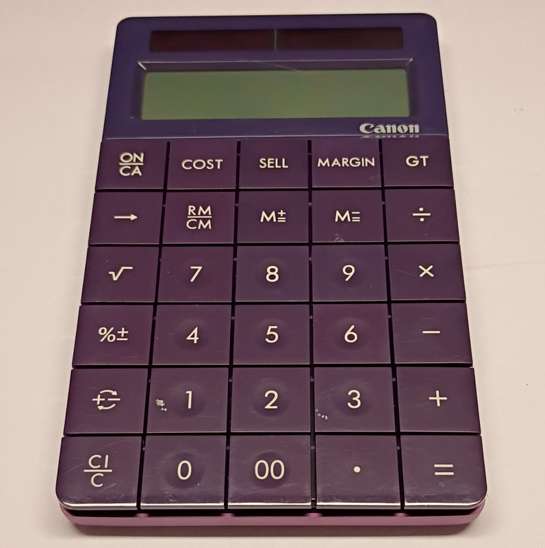 Canon Mark I Desktop Calculator Purple Solar Powered Regular LCD Display