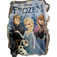 Frozen Disney Woven Knit Throw Blanket 54x43" Elsa Anna Olaf Kristoff