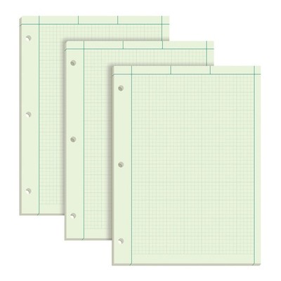 Engineering Notebooks, Graph Notebooks, 3 Pk Quad Ruled Pad, 8-1/2'' x 11'', Gl...