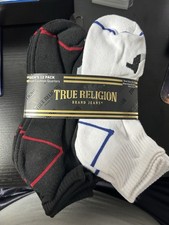 True Religion Half cushion Quarter Socks 12 pack Men's SHOE SIZE 8 - 12.5 NEW