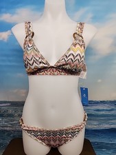 NWT Cupshe Two Piece Bikini Size Small Geometric White Yellow Pink Green Blue