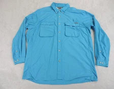 Exofficio Air Strip Shirt Men's 2XL Blue Roll Tab Sleeve Vented Fishing Hiking