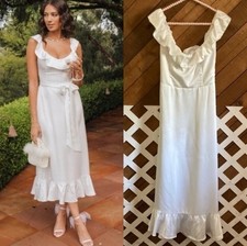 Show Me Your Mumu Alexis white ruffle midi dress size Small