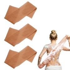 3 Pcs Back Scrubber, 31 Inch Nylon Bath Sponge Extended, Coffee