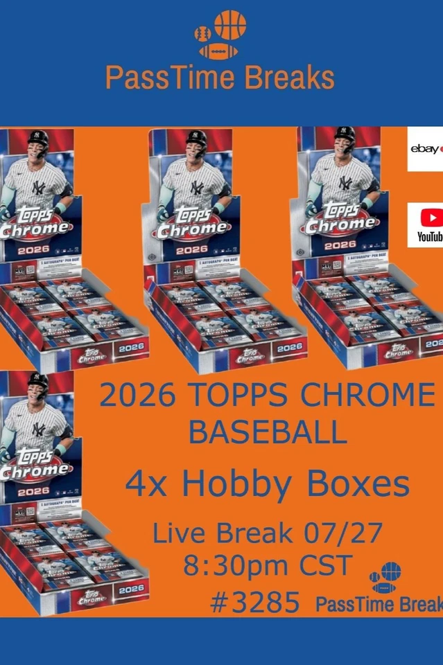2026 TOPPS CHROME BASEBALL - 4x Hobby Box - PYT BREAK 3285