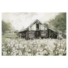 Dandelion Barn Canvas Art Print Rustic Floral Wall Decor