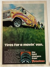 1974 Firestone Hard Chargers Tire Print Ad Chevy Chevrolet Van GMC Wide Oval