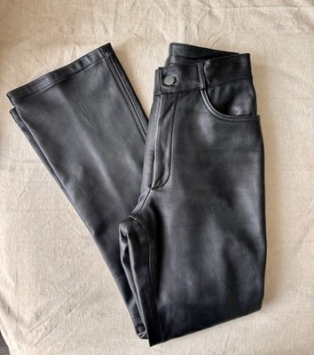 Women s Vintage 80s Tannery West Black Genuine Leather Pants, size 4 EUC