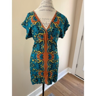 Angie Women's Teal/Rust Tunic Size L