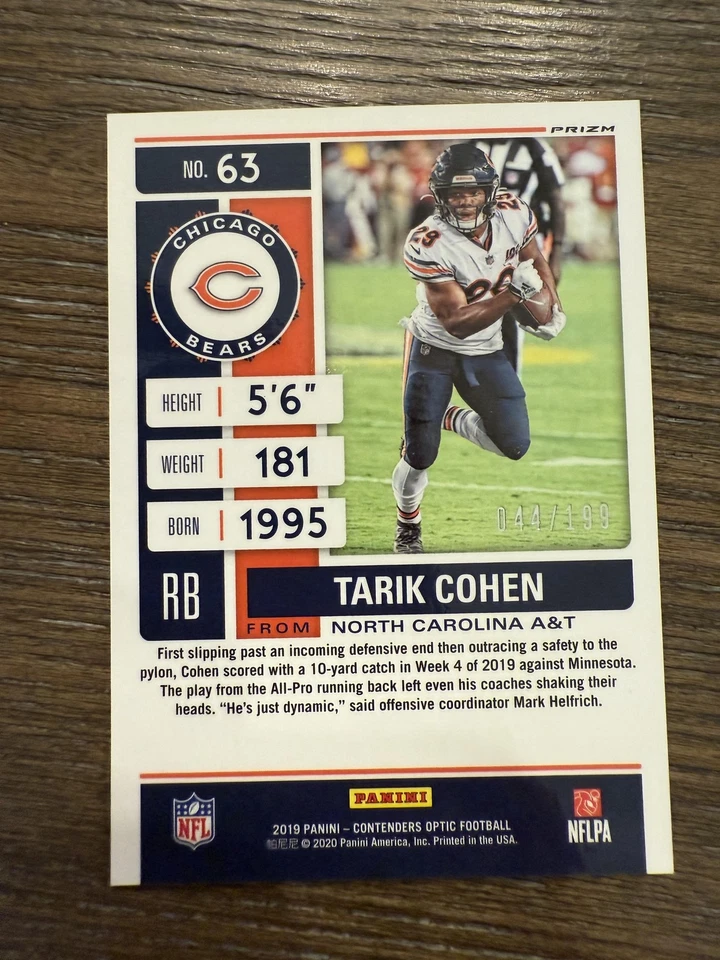 2019 Panini Contenders Optic #63 Tarik Cohen Red #/199 - Image 2 of 2