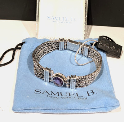 Samuel B Benham BJC Awesome Sterling Bracelet Bangle with genuine Amethyst Stone