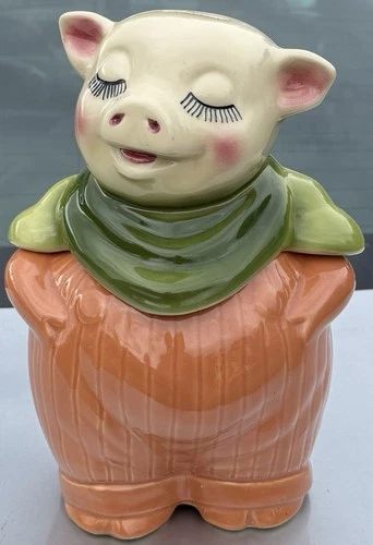 Vintage Shawnee Pottery Smiley Piggy Bank Cookie Jar Pig 60 1950’s? *READ*
