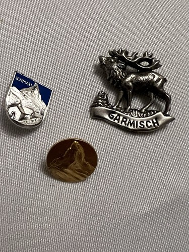 Vintage European Alpine Ski Pin Lot Garmisch Germany Zermatt Swiss Matterhorn