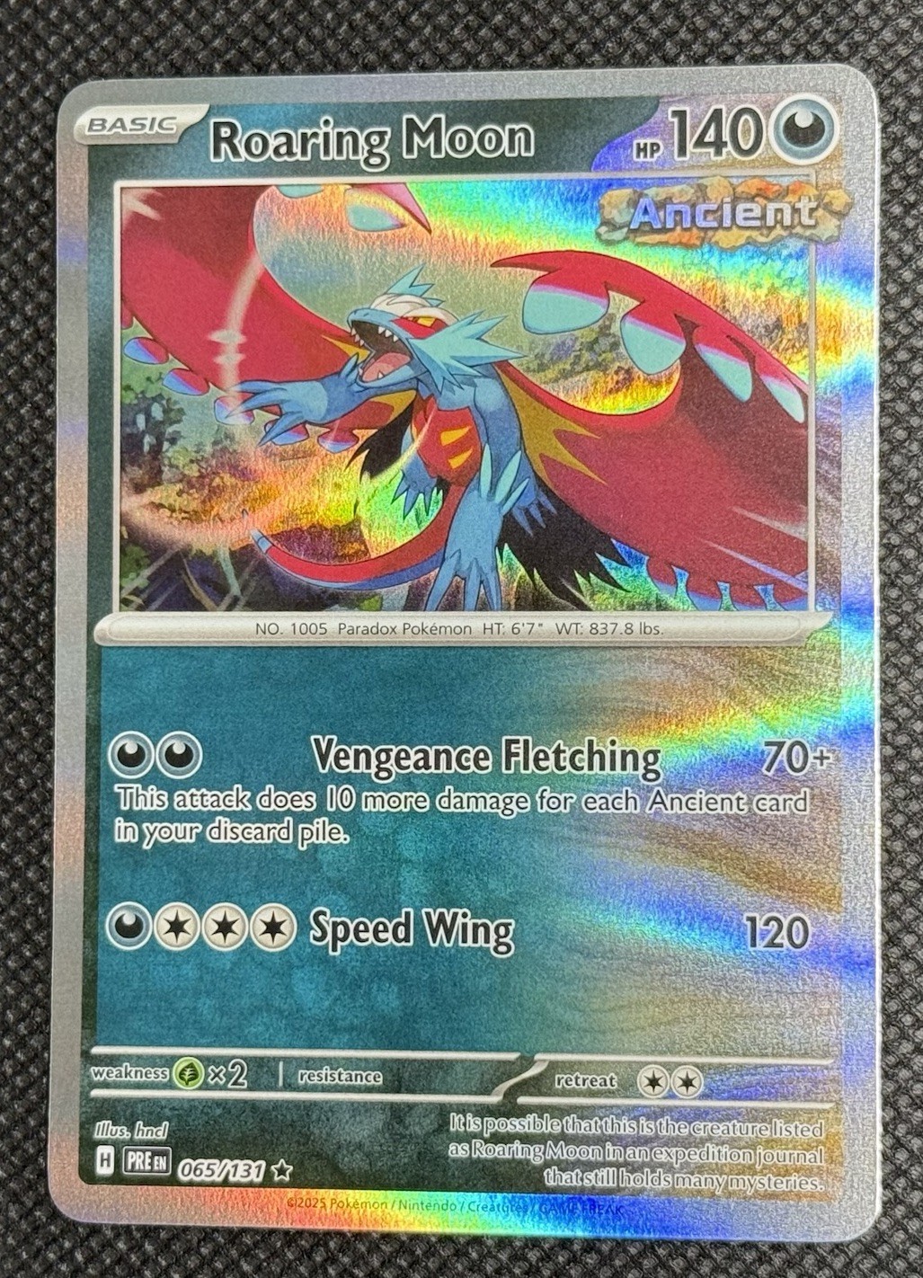 Roaring Moon - 065/131 Prismatic Evolutions MASTER BALL Holo Pokemon - NM/MINT