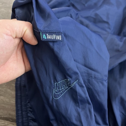 Vintage Nike Track Pants Windbreaker F.I.T. Tailwind Logo Navy 90s Men’s Large - Picture 5 of 12