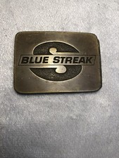 Vintage Brass Belt Buckle BLUE STREAK CD Hit Made n USA-Automotive Parts Service