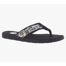 Yellow Box Flip Flops Densel Women's 6 Silver Cheetah Beach Travel New