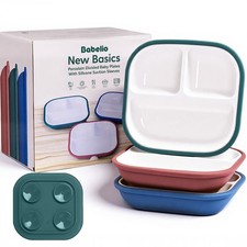 8'' Toddler Porcelain Plates with Silicone Suction Sleeves, Lead  BPA Free, ...