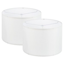 2Pcs Drum Lamp Shades 13"x13"x9" Linen Round Lamp Shade for Table Lamps White