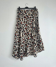 F&F Women’s Midi A-Line Leopard Animal Print Skirt UK 12 Beige/Black/Orange