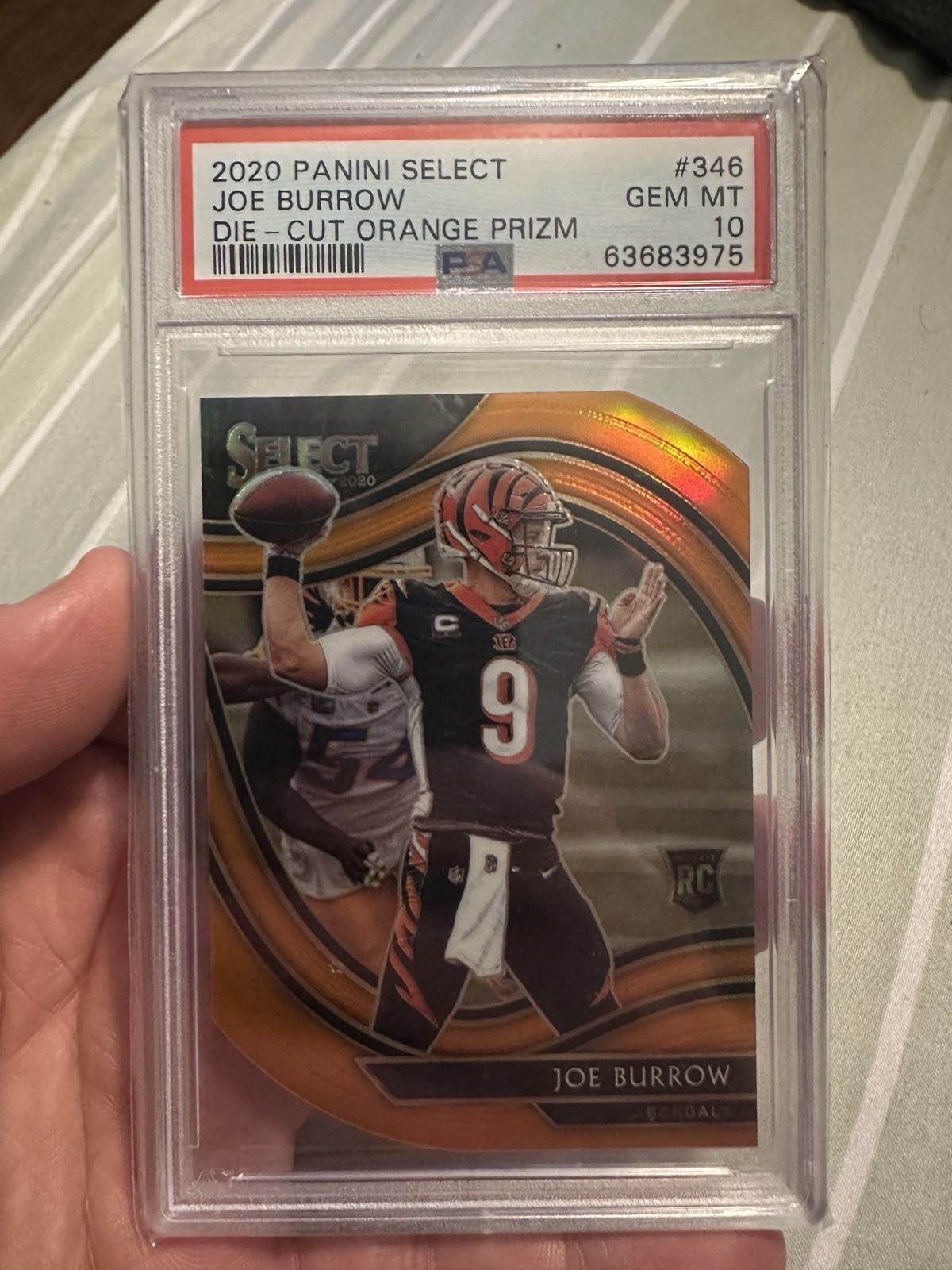 2020 Select Orange Die Cut Field Level Joe Burrow Rookie PSA10