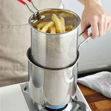stainless steel fryer with French fries and chicken wings, household small oil p