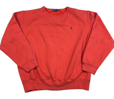 Vintage Polo Ralph Lauren Sweatshirt Men XL Orange Blue Crewneck Sweater Y2K 