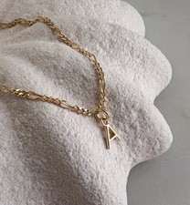 Gold Initial Anklet Personalized Letter Charm Anklet 14K Gold Plated
