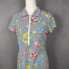 IBKUL Dress Womens S Multicolor Striped Floral Performance Quarter Zip Flare