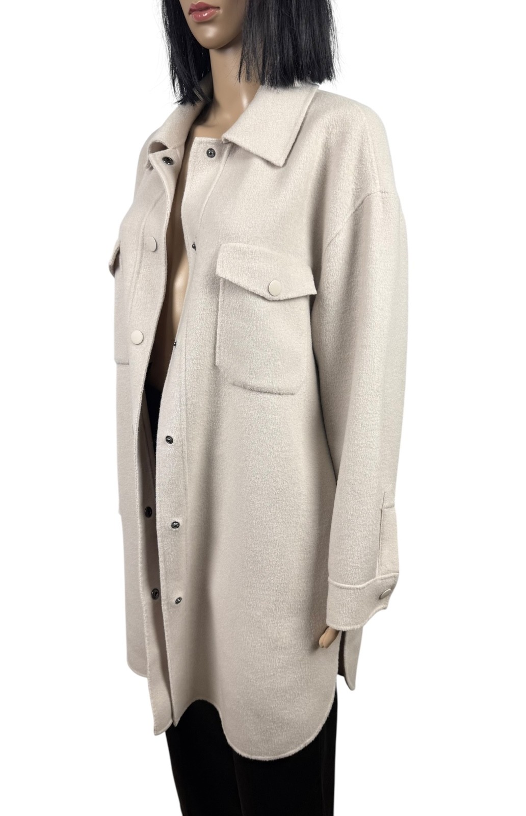 Massimo Dutti Wool Coat Collared Button Up Shaket… - image 12