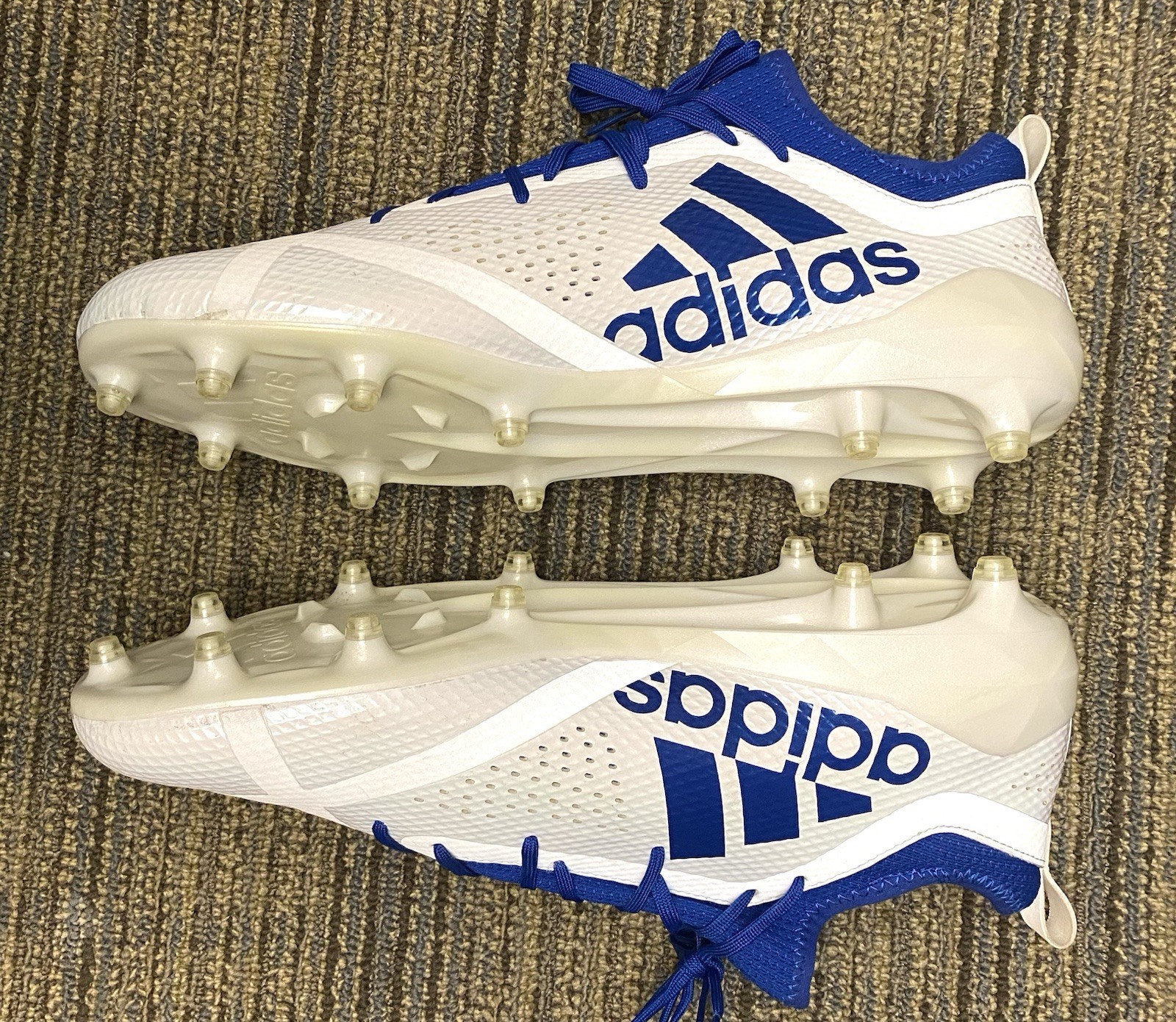 Adidas Adizero Size 14 Men Football Cleat  White & Blue (DA9548 ) Near Mint Cond