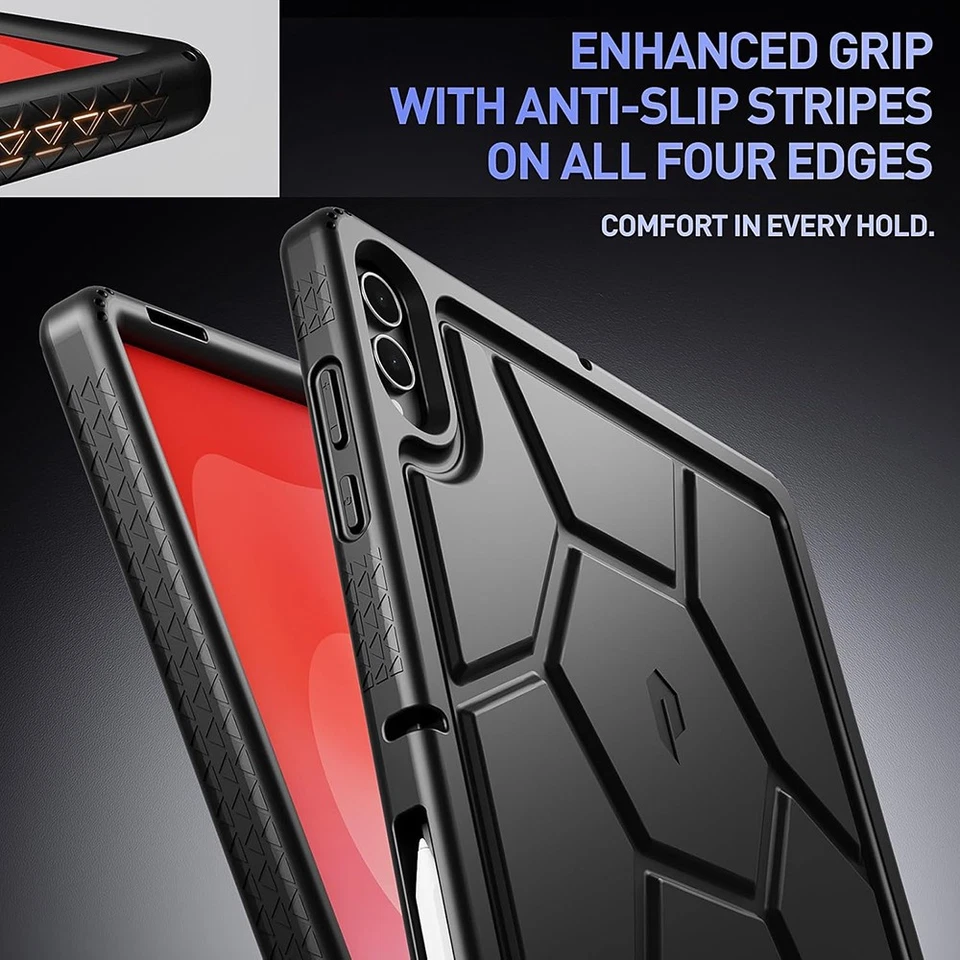 For Galaxy Tab S11 Ultra Case Poetic With Pen Holder Silicone Cover Black - Image 3 of 4