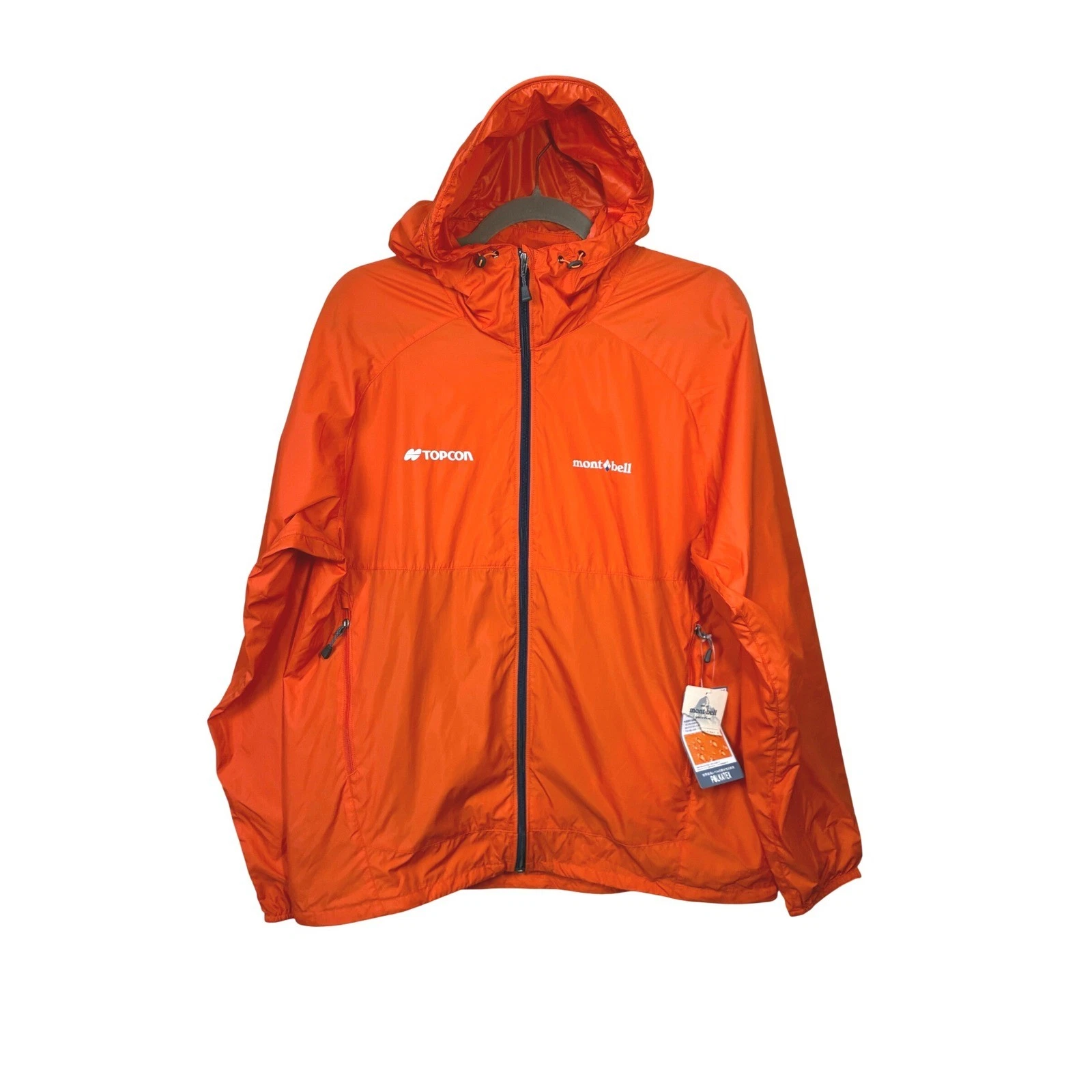 Montbell Topcon Mens M Orange Windblast Hooded Windbreaker Jacket 1103242 NWT image 3