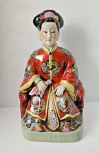 Chinese Empress on Throne Figurine Large Porcelain Oriental Statue  Asian Decor