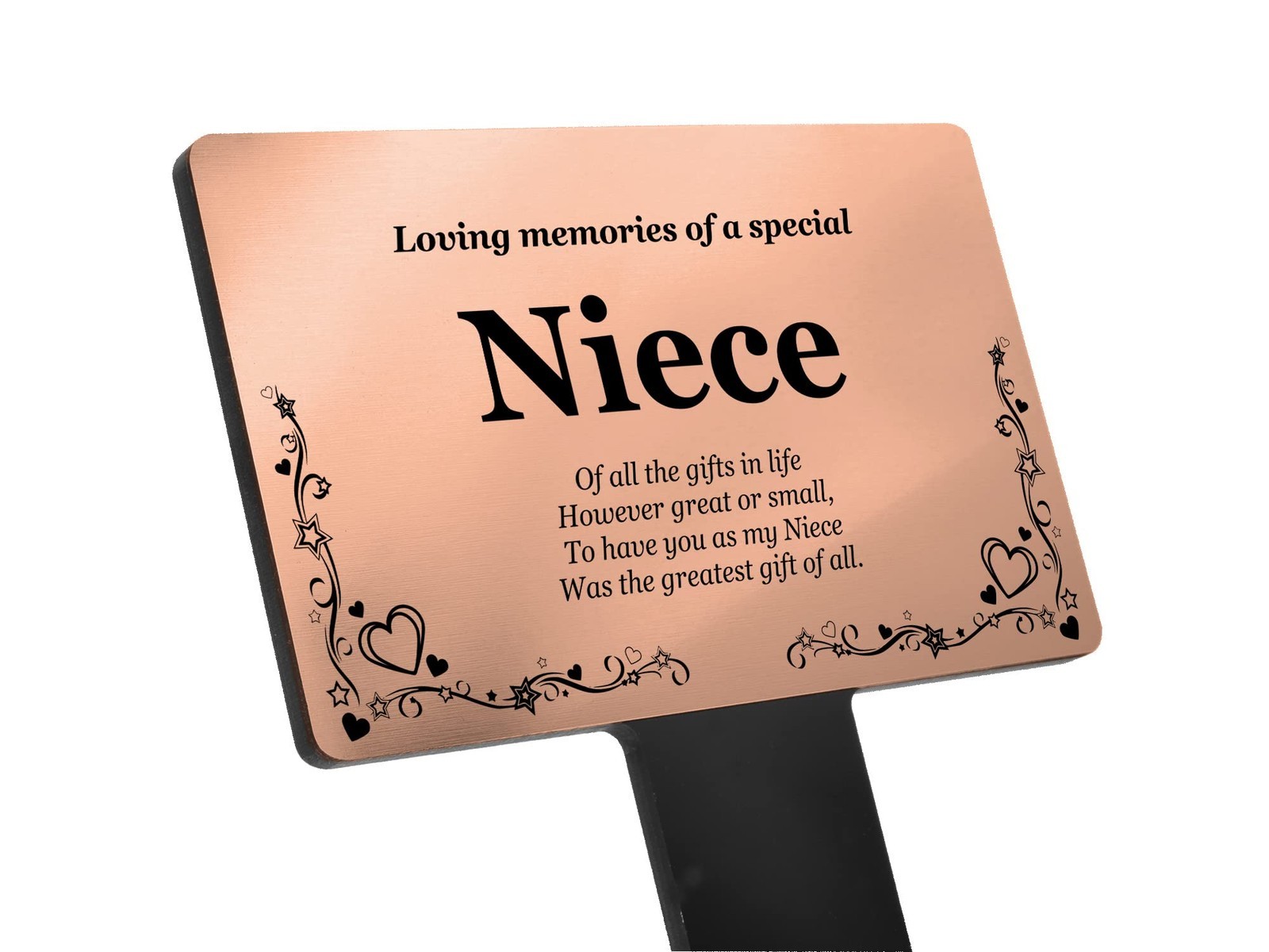 🟤 Copper “In Loving Memory Niece” Memorial Stake – Engraved Garden Tribute