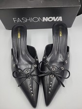 Womens Fashion Summer Pointy, Mules Kitten Mid Heels Slippers New Open Box