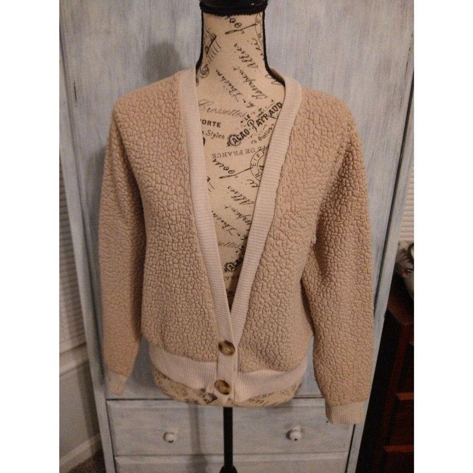 GB Cárdigan Suéter de Piel Sintética Tostado Pequeño Y2K Clásico Acogedor Foto 2 de 4