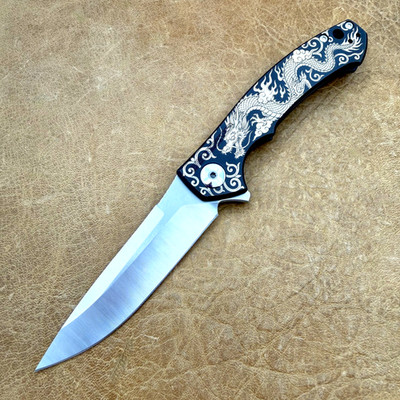 Zero Tolerance ZT 0450 Plain Edge Folder Black Ani Titanium Dragon Pattern zt450