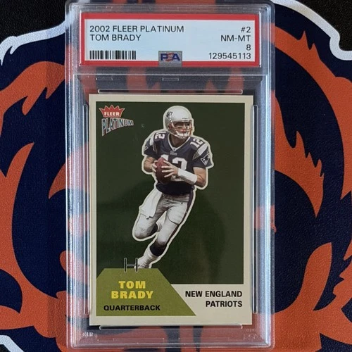 2002 Fleer Platinum Tom Brady #2 Base PSA 8 Patriots Football Card