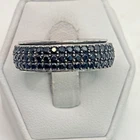 .925 Vintage Sterling Silver Estate Fidget Ring Size 10.25 with Black Stone