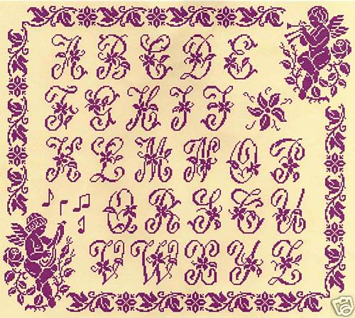 CROSS STITCH GRID - ALPHABET TO ANGELS MUSICIANS - ref: 1019 - Picture 1 of 1