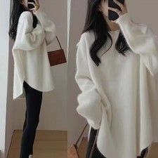 Womens Long Sleeves Ladies Oversized Cable Knitted Chunky Loose Fit Jumper Top