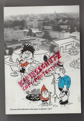 Ansichtskarte ZEITZ SIEDLUNG DDR - Witz Kartoon Comic - Ufo Zwerg Curd Jürgens