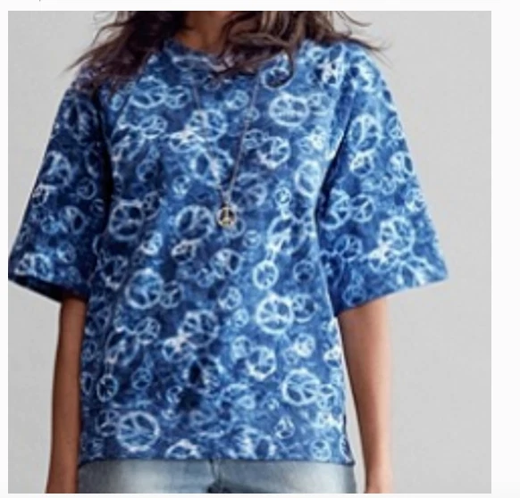 Felpa manica corta Michael Kors stampa pace cotone terry piccola nuova